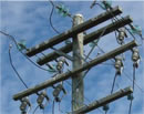 Close up picture of Cross Arms mounted on a power pole